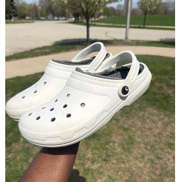 Crocs‎ Classic Lined Clogs White Unisex Size M8 W10 Sandals - Picture 10 of 11